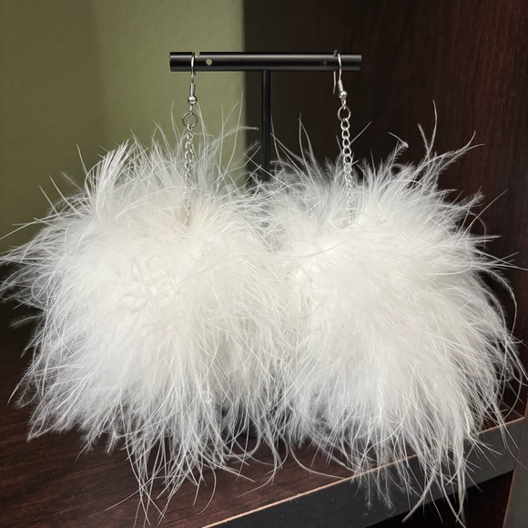 iHeartRaves Jewelry - BrittsBlossoms Fluff White Feather Stash Earrings